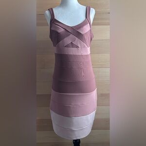 Dynamite Size medium pink body-con horizontally paneled dark to light pink.